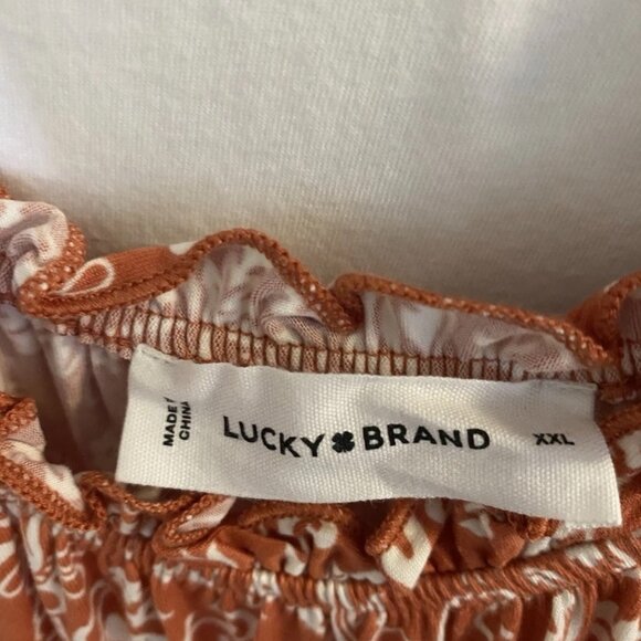 LUCKY BRAND Apricot Floral print Midi Dress Boho Sleeveless - Picture 11 of 14
